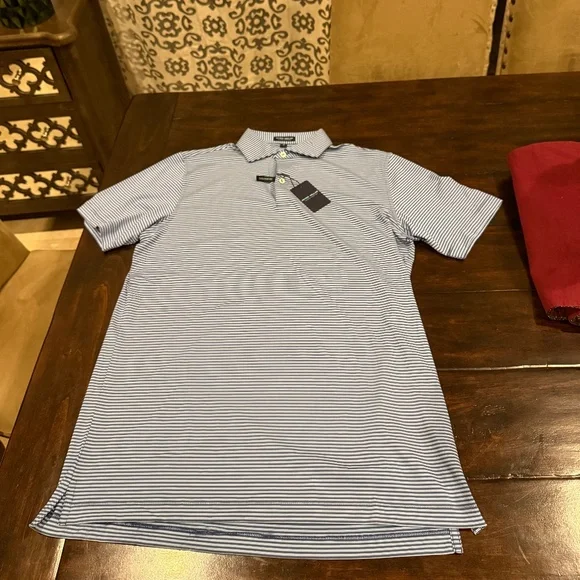 Peter Millar Men's Medium Ocean Blue Ambrose Performance Jersey Polo MSRP $115 - Picture 3 of 7